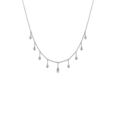 Necklace with 9 diamond pendants