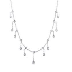 White gold 18k necklace with eleven drop shaped diamond charms