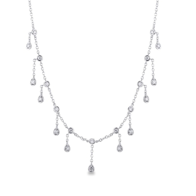 White gold 18k necklace with eleven drop shaped diamond charms