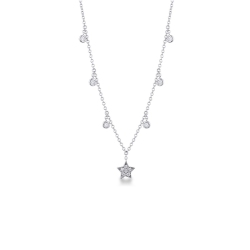Necklace with a diamond star pendant and diamond charms