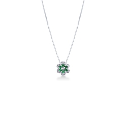 Little flower pendant with emeralds and diamonds