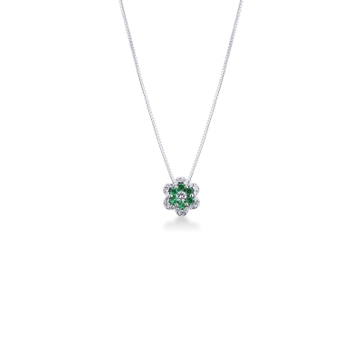 Little flower pendant with emeralds and diamonds