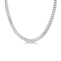 18k white gold groumette chain with diamonds
