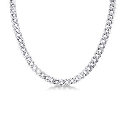18k white gold groumette chain with diamonds