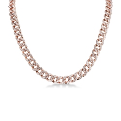 Collana maglia groumette in oro rosa 18k con Diamanti