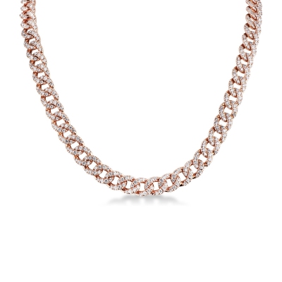 Collana maglia groumette in oro rosa 18k con Diamanti