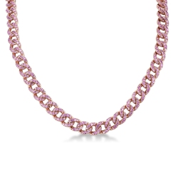 Collana maglia groumette in oro rosa 18k con Zaffiri Rosa