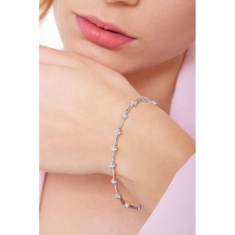 Alternate bracelet with crosses in white gold 18k with diamonds 