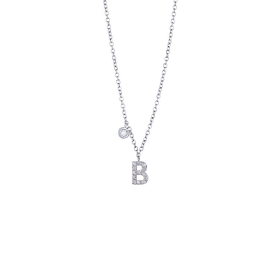Letter B with diamonds and solitaire pendant