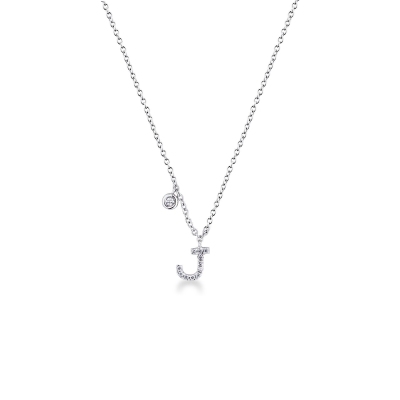 Small letter J pendant with diamonds 