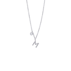 Letter M pendant with diamonds and a little solitaire  