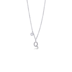 Letter Q pendant with diamonds and a little solitaire  