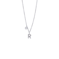 Letter R pendant with diamonds and a little solitaire  