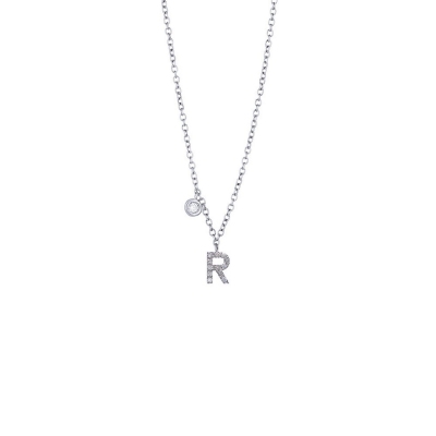 Letter R pendant with diamonds and a little solitaire  