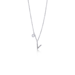Letter V pendant with diamonds and a little solitaire  