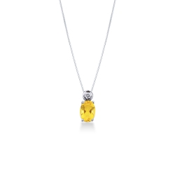 White gold 18k pendant with citrine and diamond 