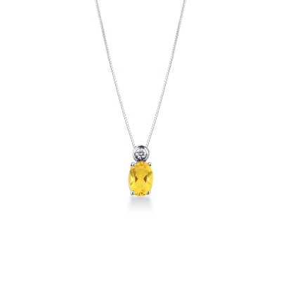 White gold 18k pendant with citrine and diamond 