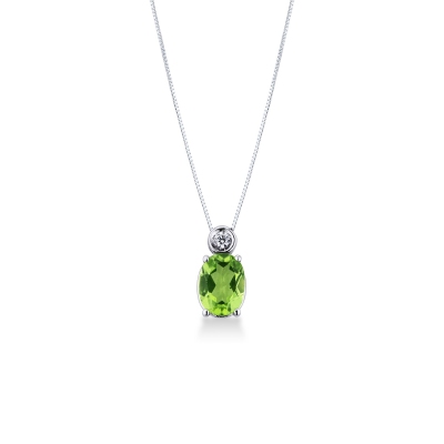 Peridot pendant with diamond