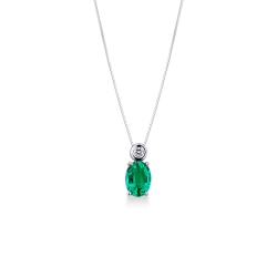 Oval emerald pendant with diamonds
