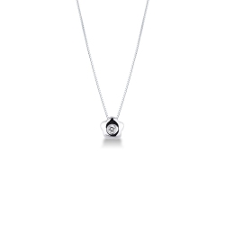Collana con pendente a fiore in oro bianco 18k e diamante
