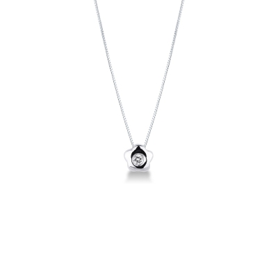 Collana con pendente a fiore in oro bianco 18k e diamante