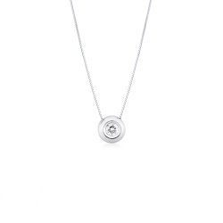 Collana punto luce cipollina in oro bianco 18k con diamante, ct 0,25