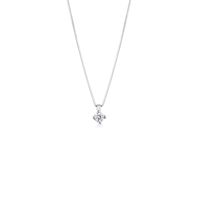 Collana punto luce in oro bianco 18k con diamante di 0.15 carati