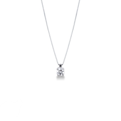 Collana punto luce in oro bianco 18k con diamante, ct 0,50.