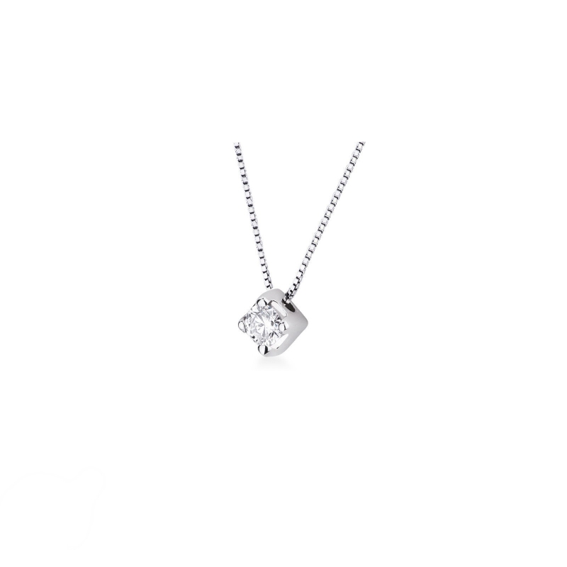 18k white gold solitaire necklace with 0.15 ct diamond