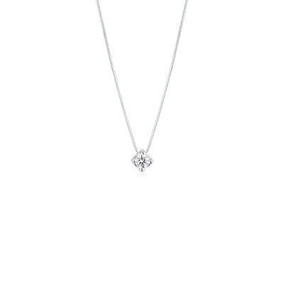 18k white gold solitaire necklace with 0.15 ct diamond