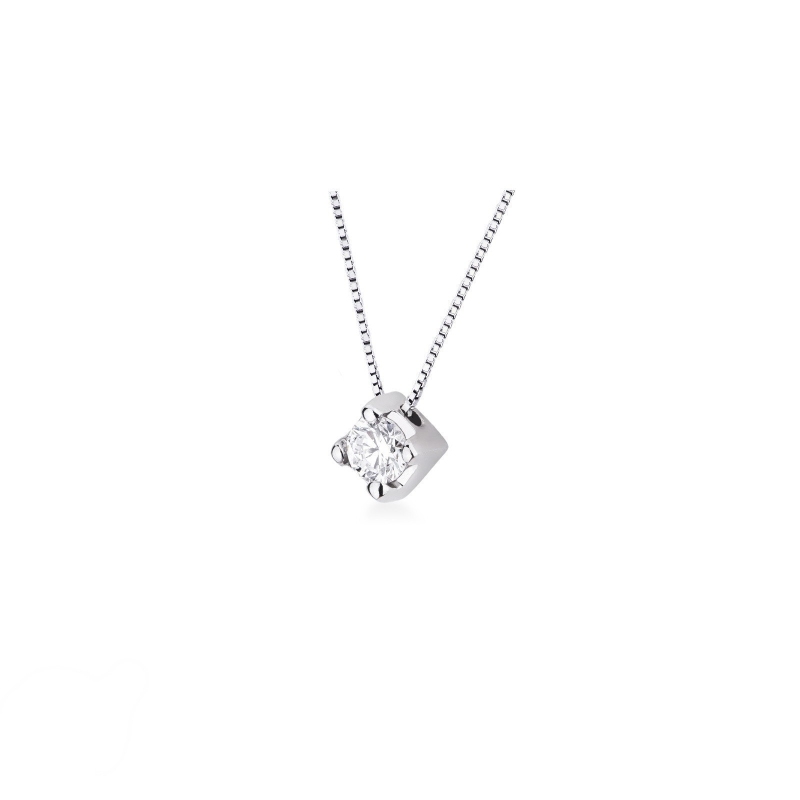 Collana Punto Luce in oro Bianco 18k con diamante ct  0,20