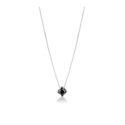 Collana in oro bianco 18k e diamante nero con punte brunite, 0.45 ct