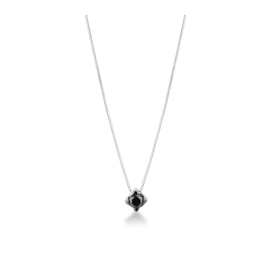 Collana in oro bianco 18k e diamante nero con punte brunite, 0.45 ct