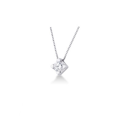Collana punto luce a rombo in oro bianco 18k con diamante di 0.70 ct