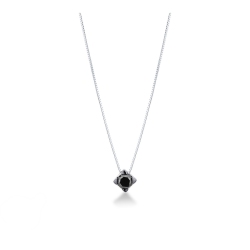 Collana in oro bianco 18k e punto luce con diamante nero e punte brunite, 0.75 ct