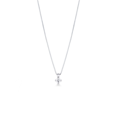 White gold 18k necklace with 0,05 ct solitaire pendant