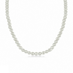 Necklace with japanese pearls and diamond with closure in 18k white gold 