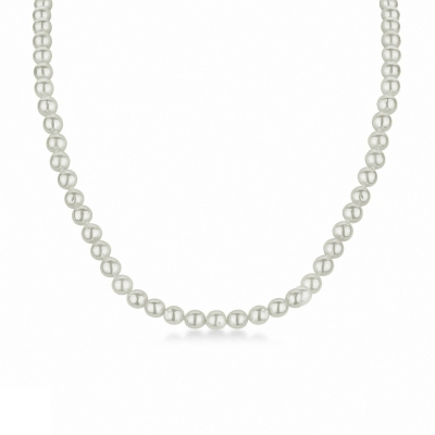 Necklace with japanese pearls and diamond with closure in 18k white gold 