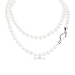 Japanese pearl necklace with diamond 18k white gold swivel snap hook