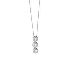 18k white gold necklace with full bezel diamond trilogy pendant