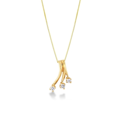 Necklace in 18k yellow gold with fancy diamond trilogy pendant 