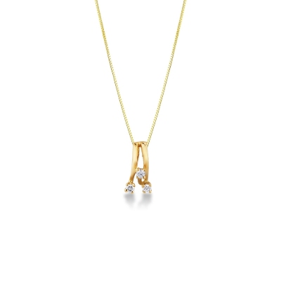 18k yellow gold necklace with fancy diamond trilogy pendant