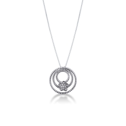 Necklace with 3 circles and flower pendant