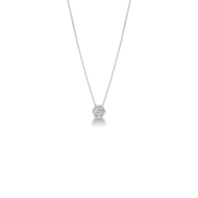Collana punto luce in oro bianco 18k con diamanti modello Illusion