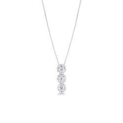 White gold 18k necklace with three diamond pendants illusion type 