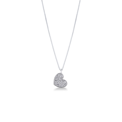 Necklace in white gold 18k with diamonds heart, 0.78x0.70 cm