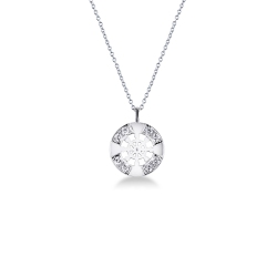Necklace in white gold 18k with diamonds charm, 45+5 cm