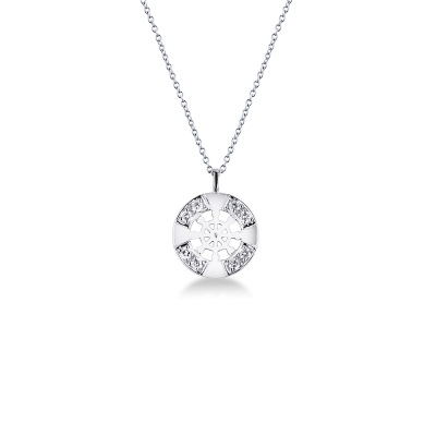 Necklace in white gold 18k with diamonds charm, 45+5 cm