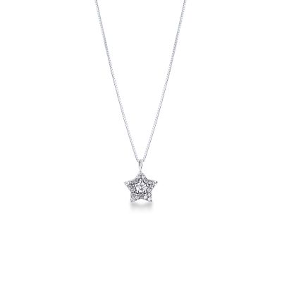 Necklace in white gold 18k with diamonds star