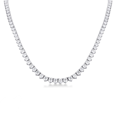 18k white gold graduated tennis necklace with diamonds